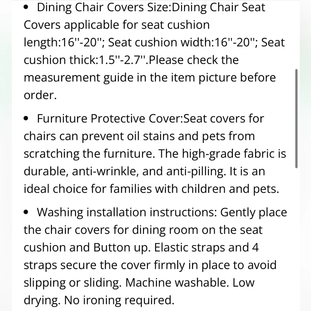 Black Patterned Chair Seat Covers-Pack of 6